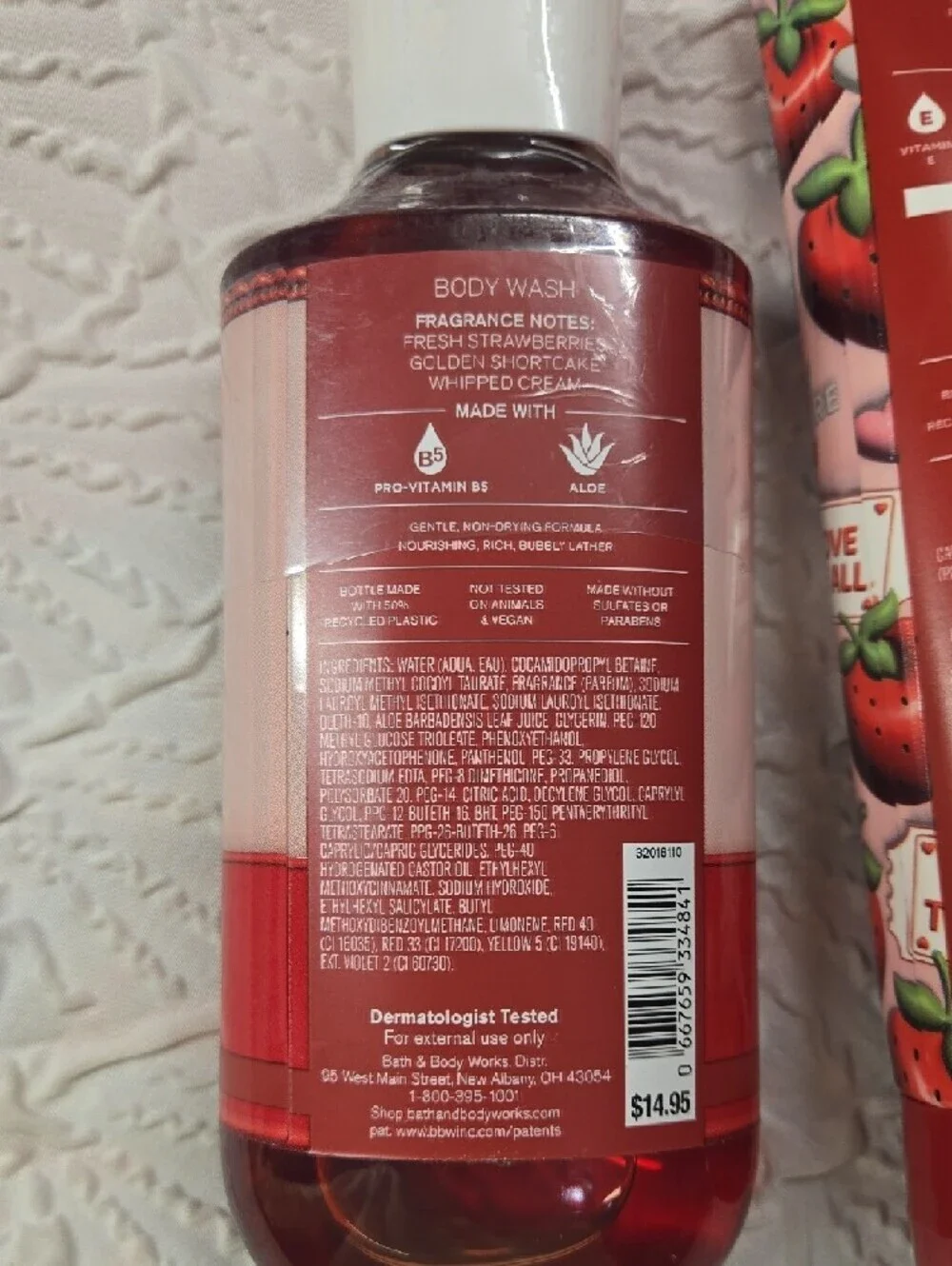Bath & Body Works Strawberry Pound Cake Body Wash & Body Cream - Pink, Red